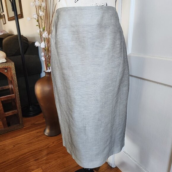 Mario Serrani Dresses & Skirts - Mario Serrani Gray Silk Pencil Skirt with Pleated Back Sz 10